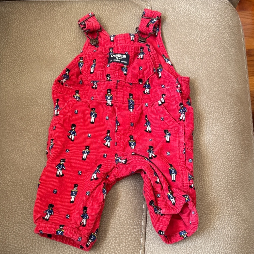 Oshkosh b’gosh red nutcracker overalls 3 months